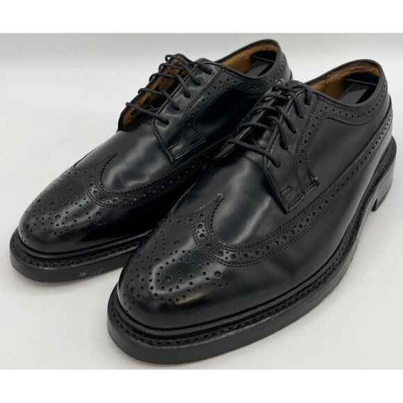 Vtg Florsheim Royal Imperial Black Leather Wingtip Derby Dress Shoes Size 6.5 3E - Picture 1 of 12